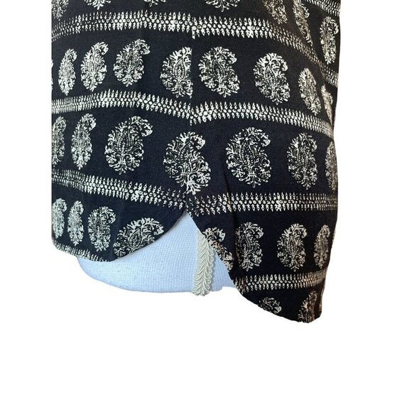 Madewell XS Sleeveless Black Ivory Stripe Print Top With Snap Front Blouse Shirt - Picture 7 of 12